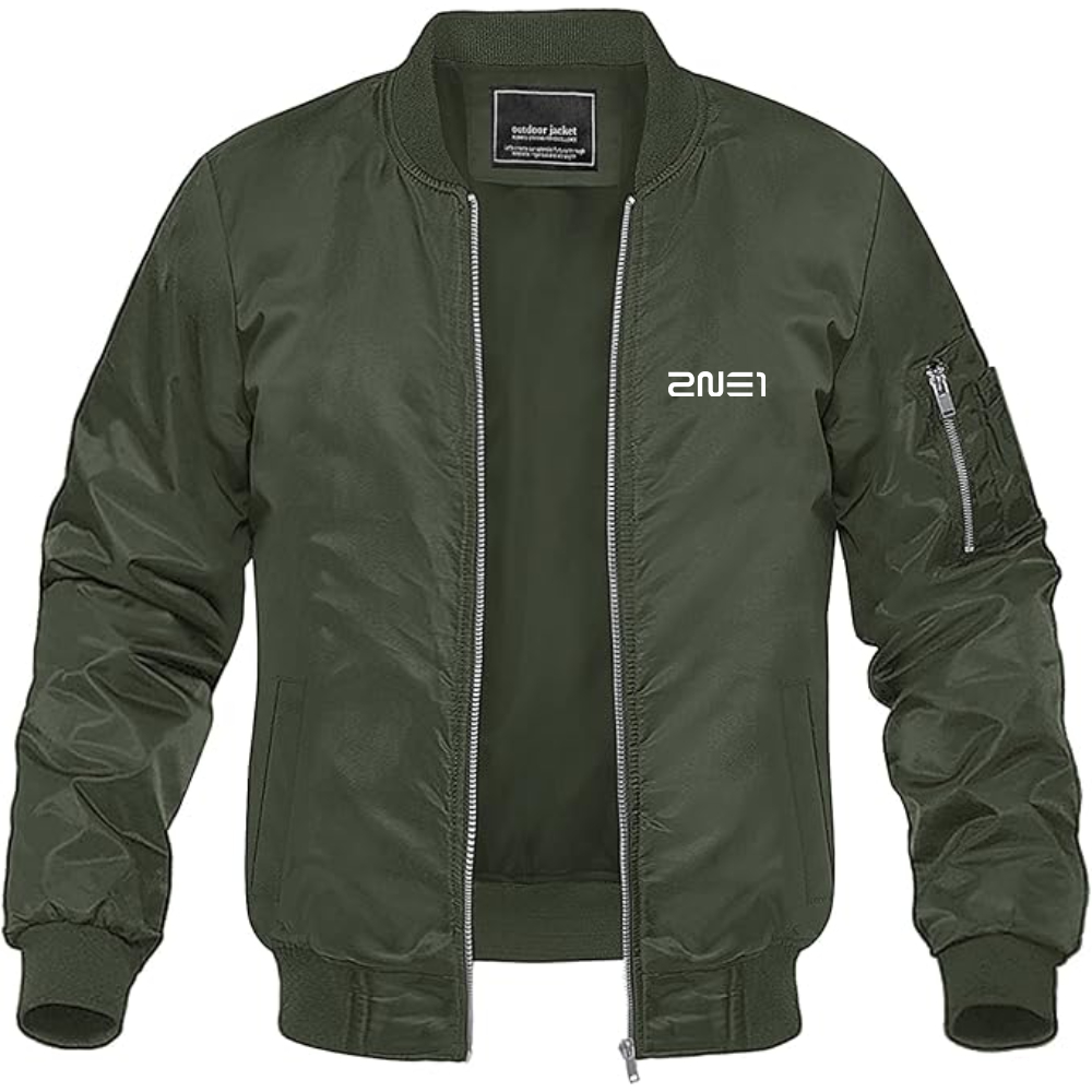 Men's 2NE1 Logo Lightweight Bomber Jacket Windbreaker Softshell Varsity Jacket Coat