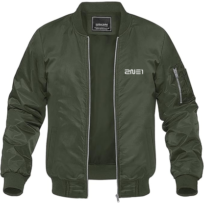 Men's 2NE1 Logo Lightweight Bomber Jacket Windbreaker Softshell Varsity Jacket Coat