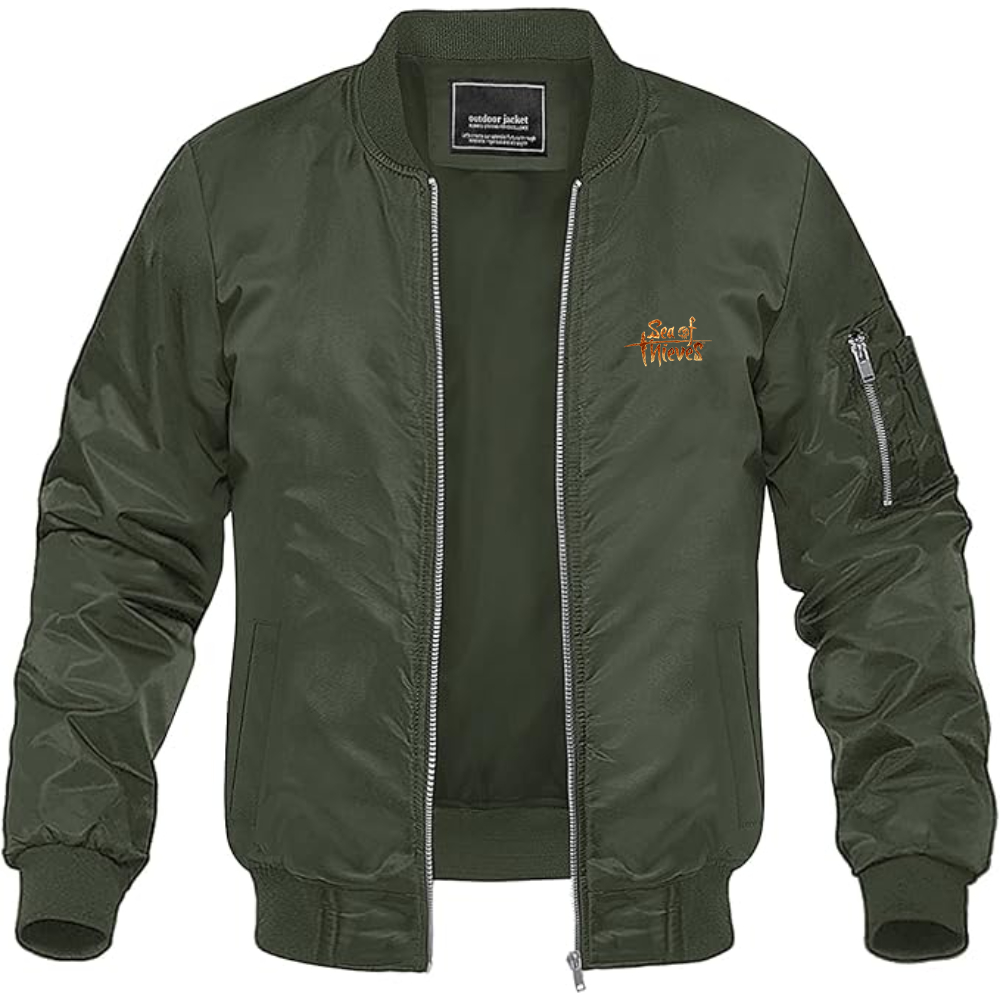 Men's Sea Of Thieves Logo Lightweight Bomber Jacket Windbreaker Softshell Varsity Jacket Coat