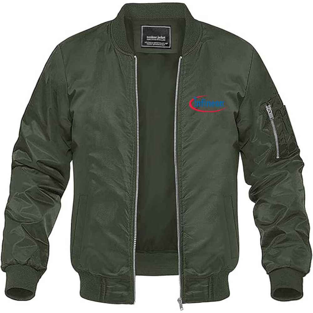 Men's Infineon Logo Lightweight Bomber Jacket Windbreaker Softshell Varsity Jacket Coat