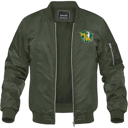 Men's William and Mary Tribe Lightweight Bomber Jacket - Army Green