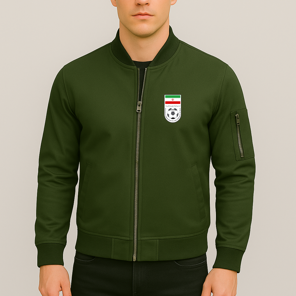 Men's Iran National Soccer Team Lightweight Bomber Jacket - Army Green