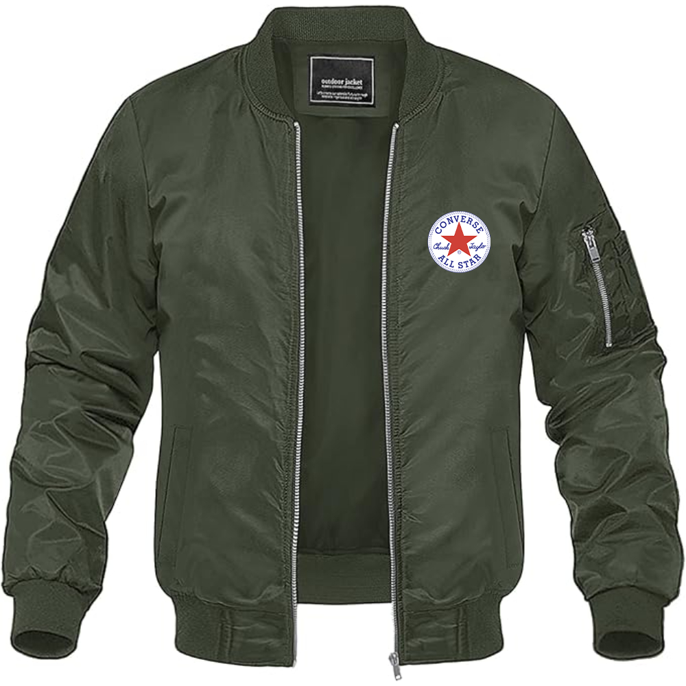 Men's Chuck Taylor All Star Logo Lightweight Bomber Jacket Windbreaker Softshell Varsity Jacket Coat