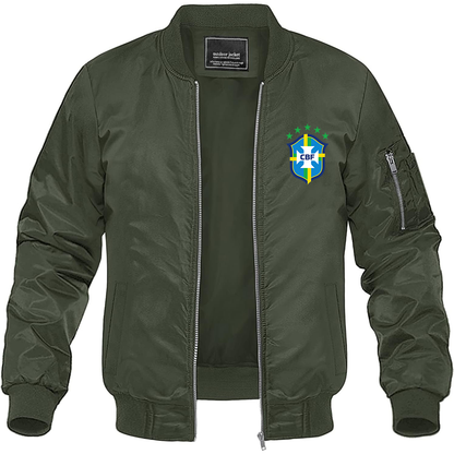 Men's Brazil National Soccer Team Lightweight Bomber Jacket - Army Green