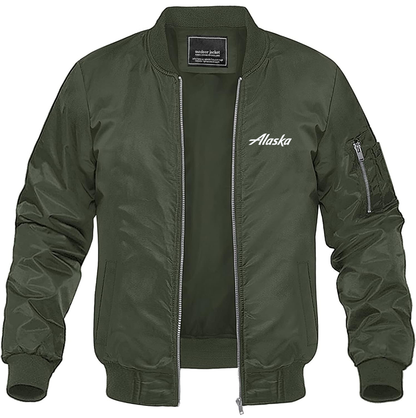 Men's Alaska Airline Lightweight Bomber Jacket - Army Green
