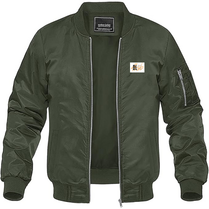 Men's DLSB Logo Lightweight Bomber Jacket Windbreaker Softshell Varsity Jacket Coat