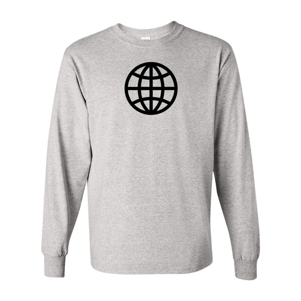 Men's  Internet Globe Gildan Heavy Cotton Long Sleeve T-Shirt