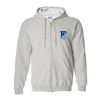 Men's Rhode Island Rams Logo Gildan  Heavy Blend Full Zip Hooded Sweatshirt