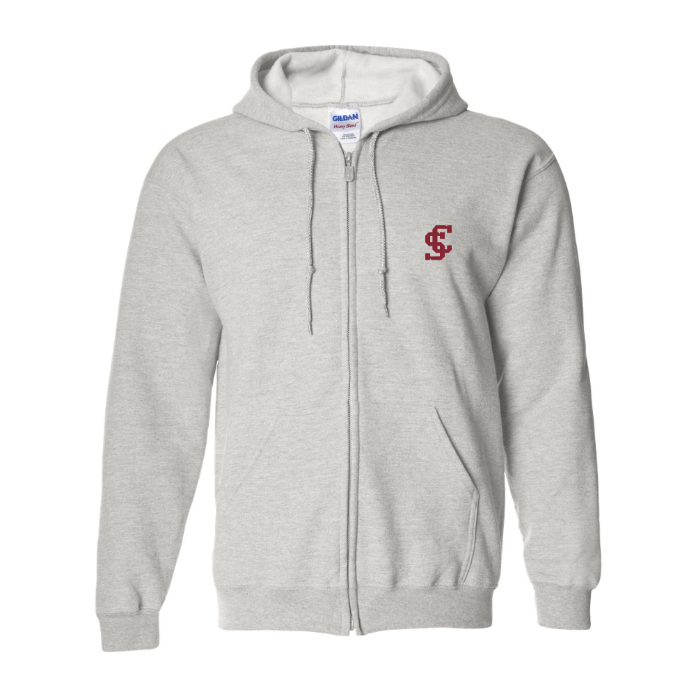 Men's Santa Clara Broncos Logo Gildan  Heavy Blend Full Zip Hooded Sweatshirt