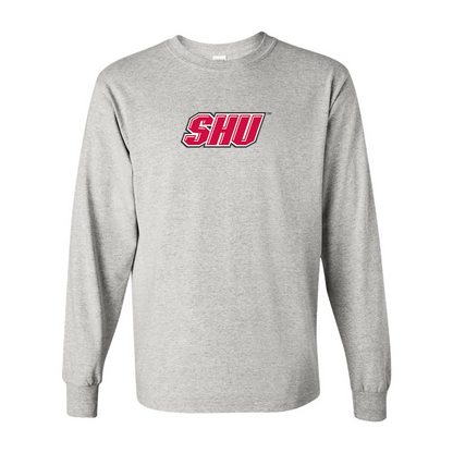 Men's Sacred Heart Pioneers Logo Gildan Heavy Cotton Long Sleeve T-Shirt