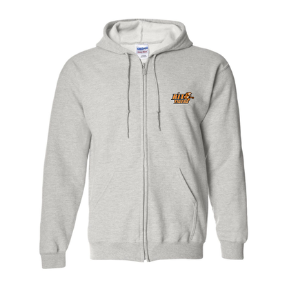 Men's RIT Tigers Logo Gildan  Heavy Blend Full Zip Hooded Sweatshirt