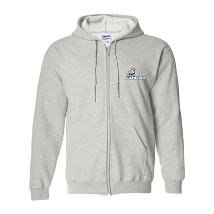 Men's Samford Bulldogs Logo Gildan  Heavy Blend Full Zip Hooded Sweatshirt