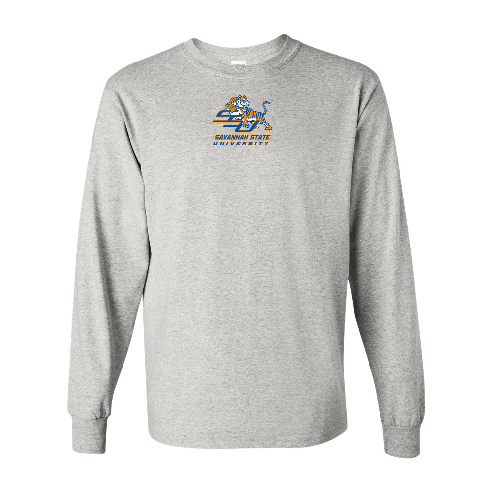 Men's Savannah State Tigers Logo Gildan Heavy Cotton Long Sleeve T-Shirt