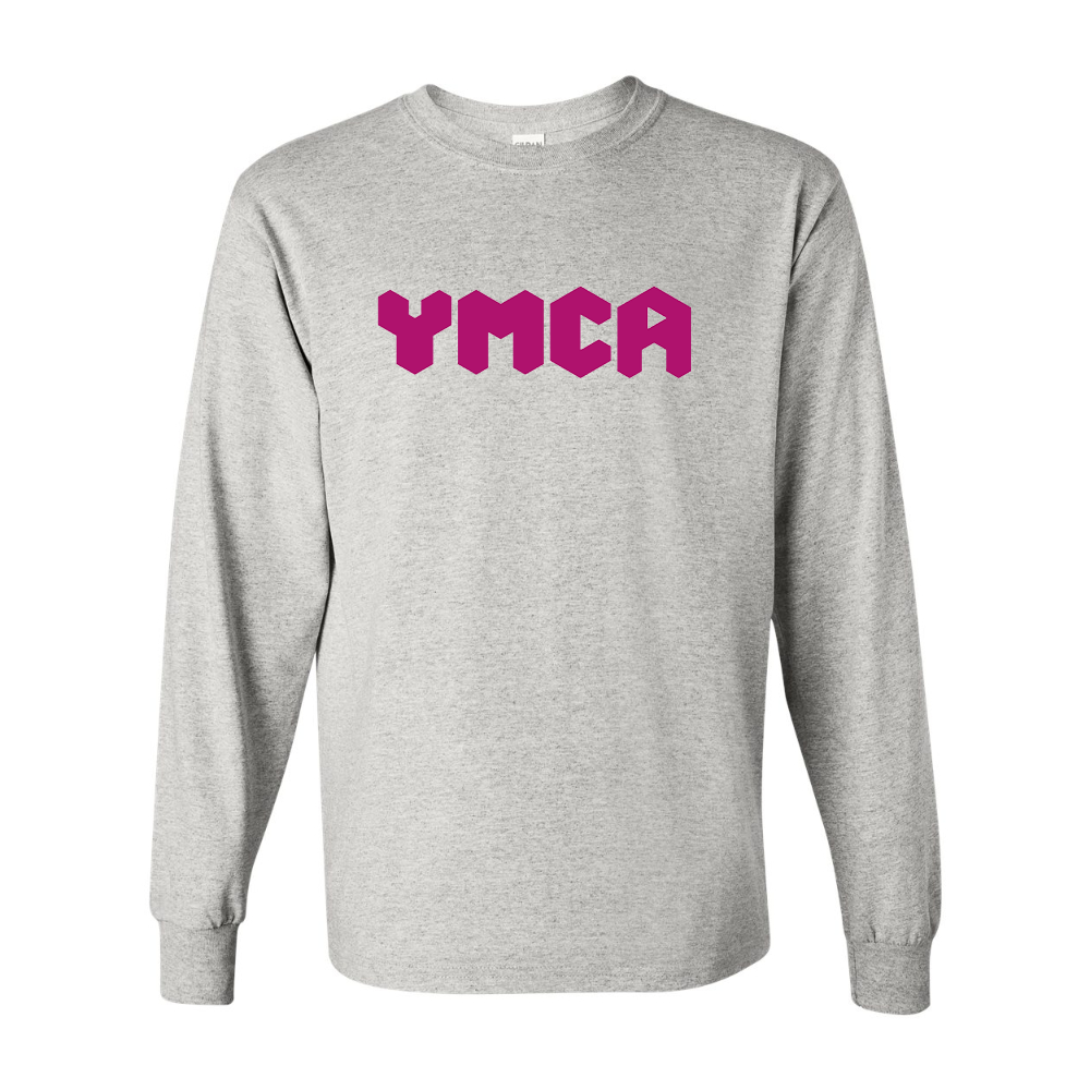 Men's  YMCA Mauve Gildan Heavy Cotton Long Sleeve T-Shirt