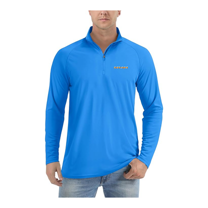 Men's Kansas Logo Lightweight Quarter-Zip Athletic Shirt Long Sleeve Performance Wear