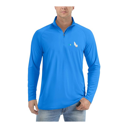 Men's Aflac Logo and Duck Lightweight Quarter-Zip Athletic Shirt Long Sleeve Performance Wear