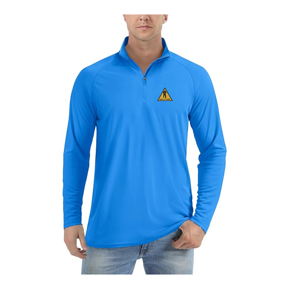 Men's Men at Work Logo Lightweight Quarter-Zip Athletic Shirt Long Sleeve Performance Wear