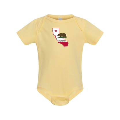 California Bear Map Rabbit Skins Infant Baby Rib Bodysuit