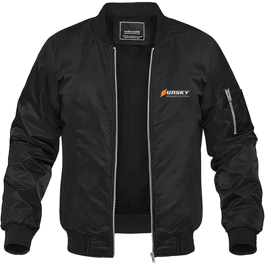 Men's SUNSKY Logo Lightweight Bomber Jacket Windbreaker Softshell Varsity Jacket Coat
