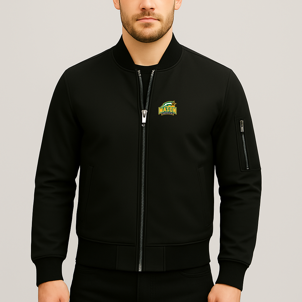 Men's George Mason Patriots Logo Lightweight Bomber Jacket Windbreaker Softshell Varsity Jacket Coat