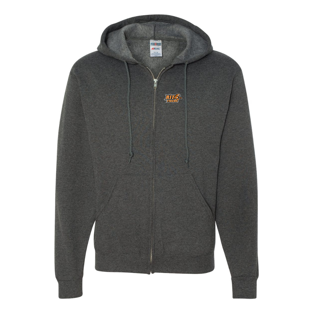 Men's RIT Tigers Logo JERZEES NuBlend Full-Zip Hooded Sweatshirt