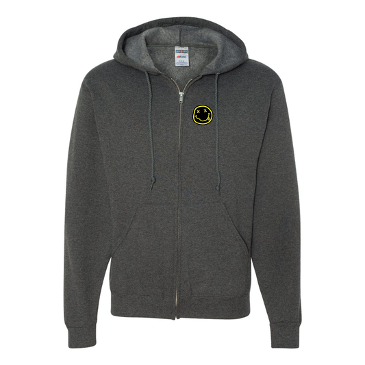 Men's Nirvana Yellow and Black Face JERZEES NuBlend Full-Zip Hooded Sweatshirt