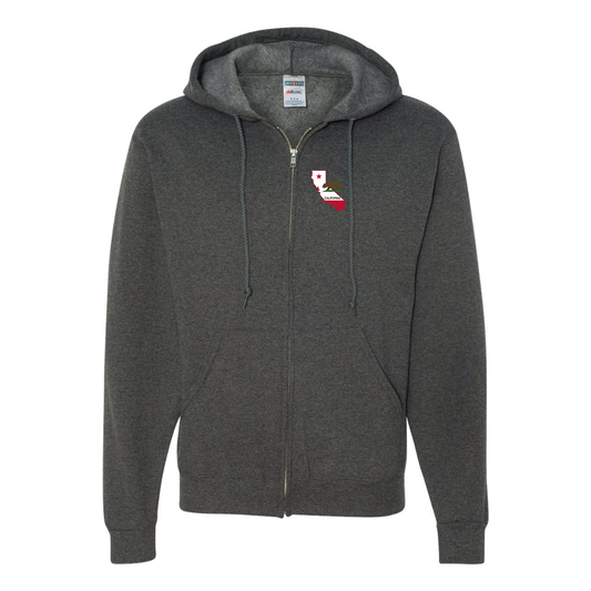 Men's  California Bear Map JERZEES NuBlend Full-Zip Hooded Sweatshirt