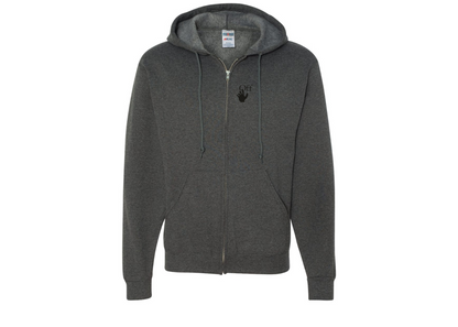 Men's Off-White Hand JERZEES NuBlend Full-Zip Hooded Sweatshirt