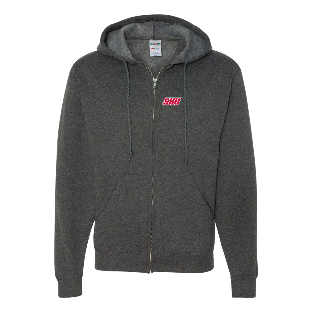 Men's Sacred Heart Pioneers Logo JERZEES NuBlend Full-Zip Hooded Sweatshirt