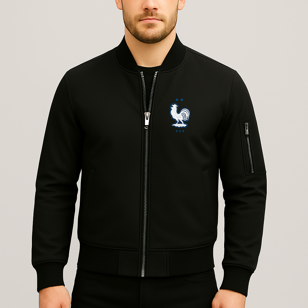 Men's France National Soccer Team Lightweight Bomber Jacket - Black