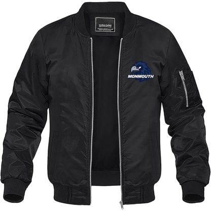 Men's Monmouth Hawks Logo Lightweight Bomber Jacket Windbreaker Softshell Varsity Jacket Coat