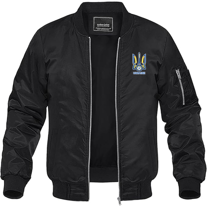 Men's Ukraine National Football Soccer Team Lightweight Bomber Jacket - Black
