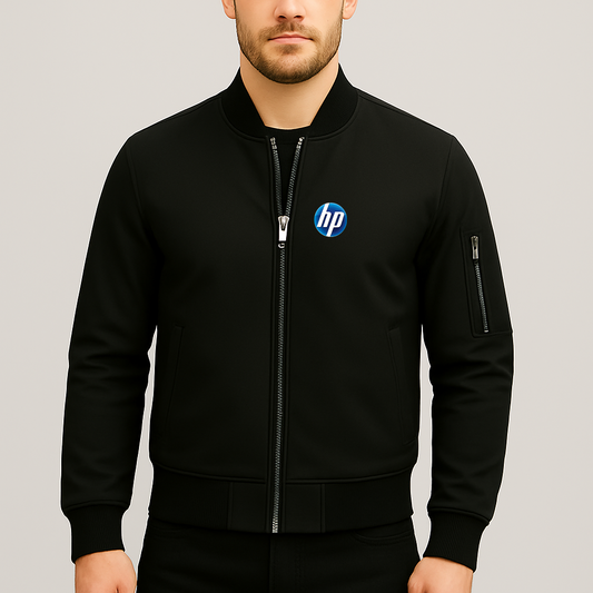 Men's HP Logo Lightweight Bomber Jacket Windbreaker Softshell Varsity Jacket Coat