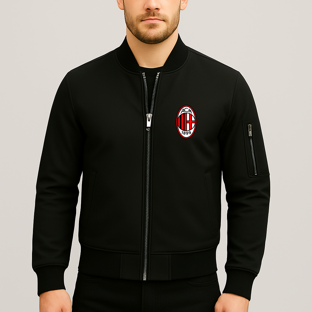Men’s AC Milan Soccer Lightweight Bomber Jacket - Black