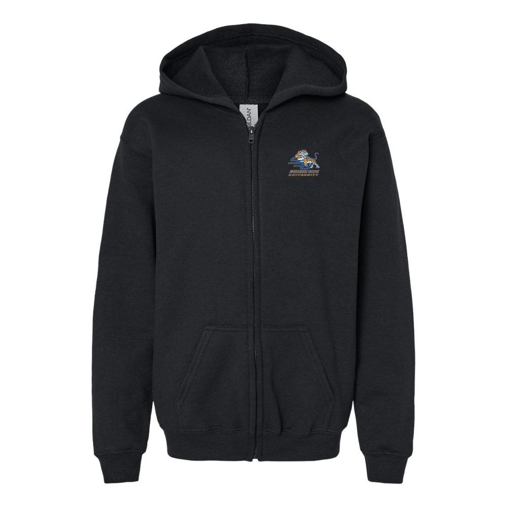 Gildan Heavy Blend Youth Savannah State Tigers Logo Full Zip Hooded Sweatshirt