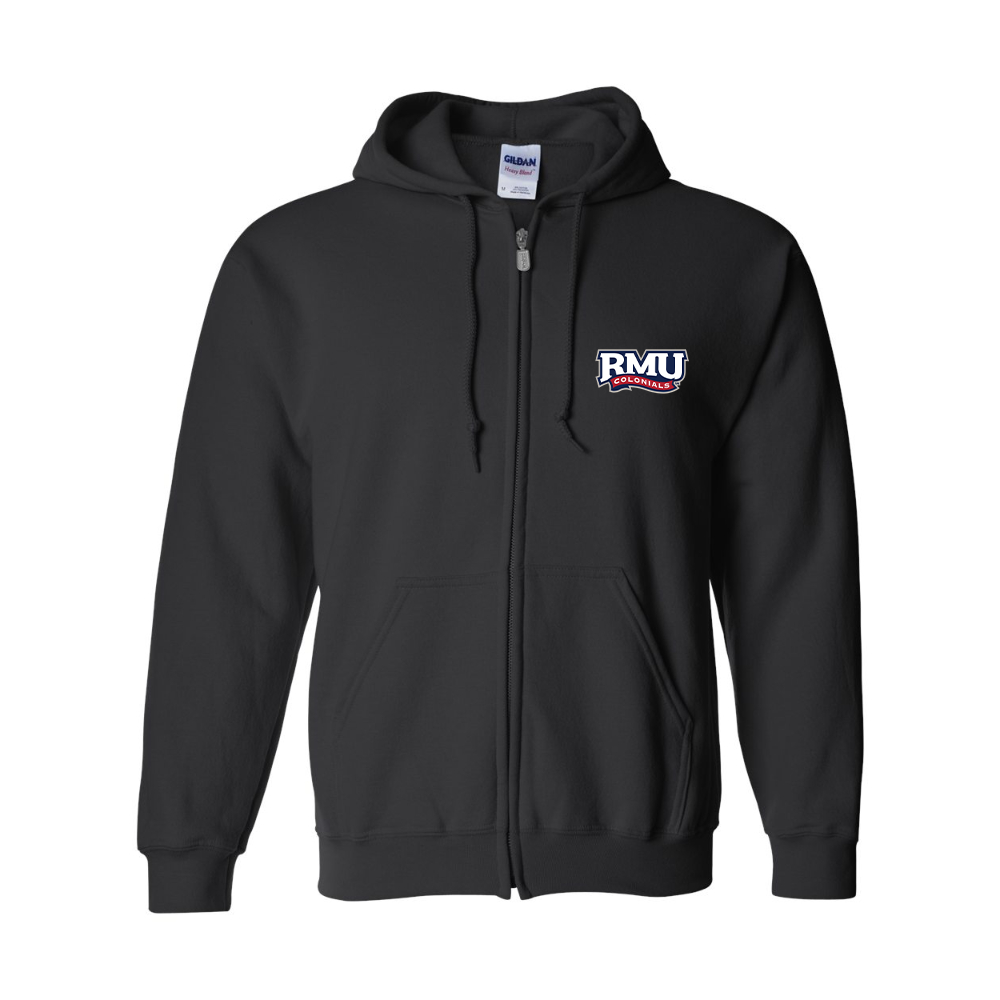 Men's Robert Morris Colonials Logo Gildan  Heavy Blend Full Zip Hooded Sweatshirt