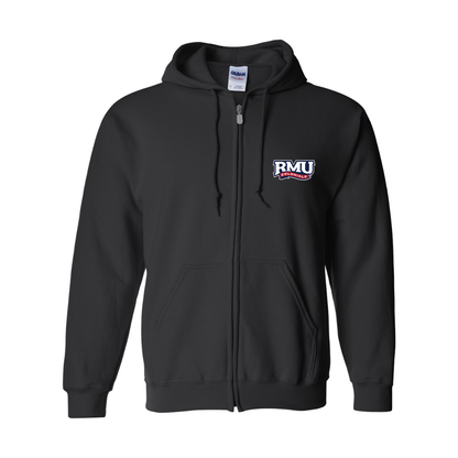 Men's Robert Morris Colonials Logo Gildan  Heavy Blend Full Zip Hooded Sweatshirt