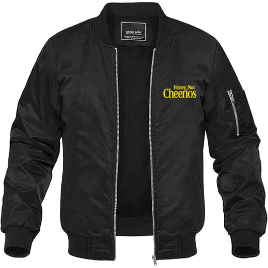 Men's Honey Nut Cheerios Logo Lightweight Bomber Jacket Windbreaker Softshell Varsity Jacket Coat