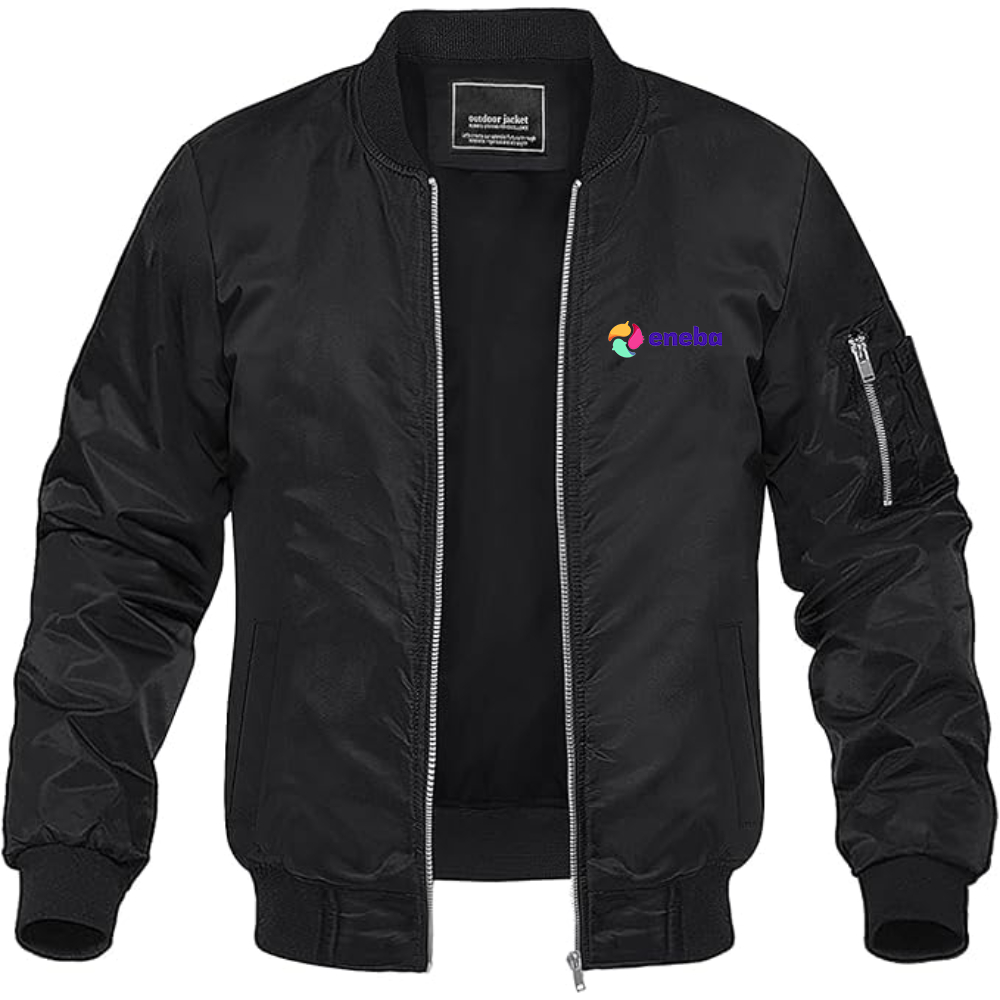 Men's Eneba Logo Lightweight Bomber Jacket Windbreaker Softshell Varsity Jacket Coat
