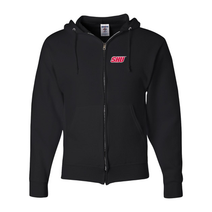 Men's Sacred Heart Pioneers Logo JERZEES NuBlend Full-Zip Hooded Sweatshirt