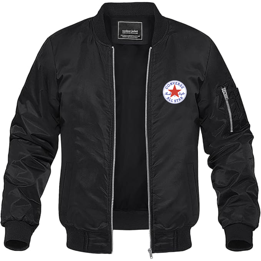 Men's Chuck Taylor All Star Logo Lightweight Bomber Jacket Windbreaker Softshell Varsity Jacket Coat