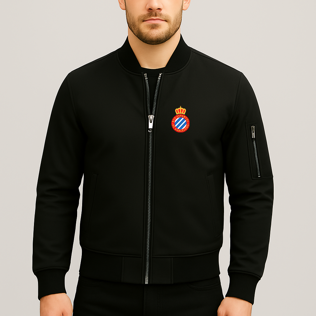 Men's Espanyol Soccer Logo Lightweight Bomber Jacket Windbreaker Softshell Varsity Jacket Coat