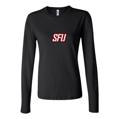 BELLA CANVAS Women’s Saint Francis Red Flash Logo Jersey Long Sleeve Tee