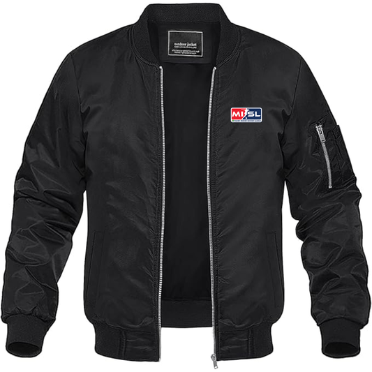 Men's  Major Indoor Soccer League Logo Lightweight Bomber Jacket Windbreaker Softshell Varsity Jacket Coat