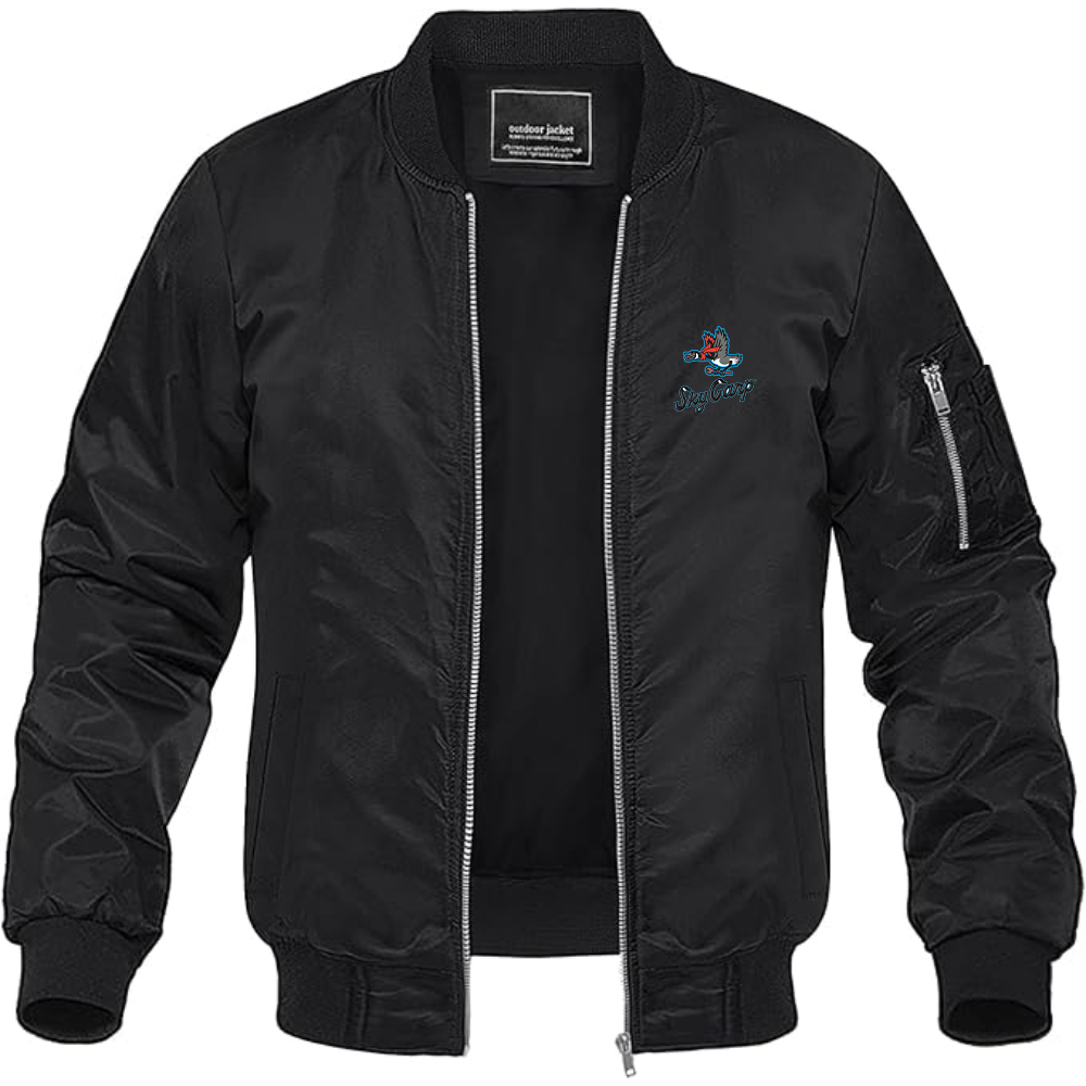 Men's Beloit Sky Carp Logo Lightweight Bomber Jacket Windbreaker Softshell Varsity Jacket Coat