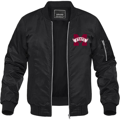 Men's Mississippi State Bulldogs Logo Lightweight Bomber Jacket Windbreaker Softshell Varsity Jacket Coat