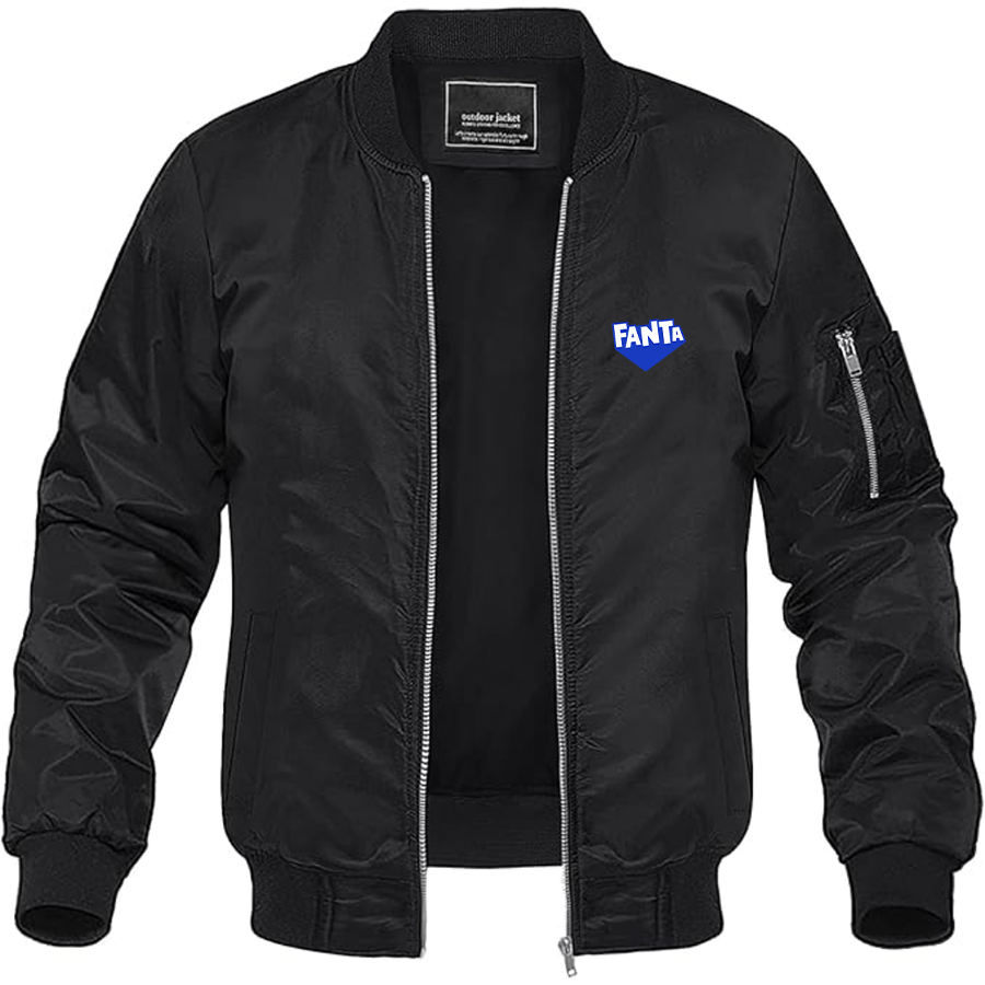 Men's Fanta Logo Lightweight Bomber Jacket Windbreaker Softshell Varsity Jacket Coat