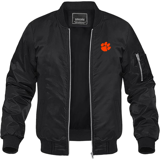 Men's Clemson Tigers Lightweight Bomber Jacket Windbreaker Softshell Varsity Jacket Coat