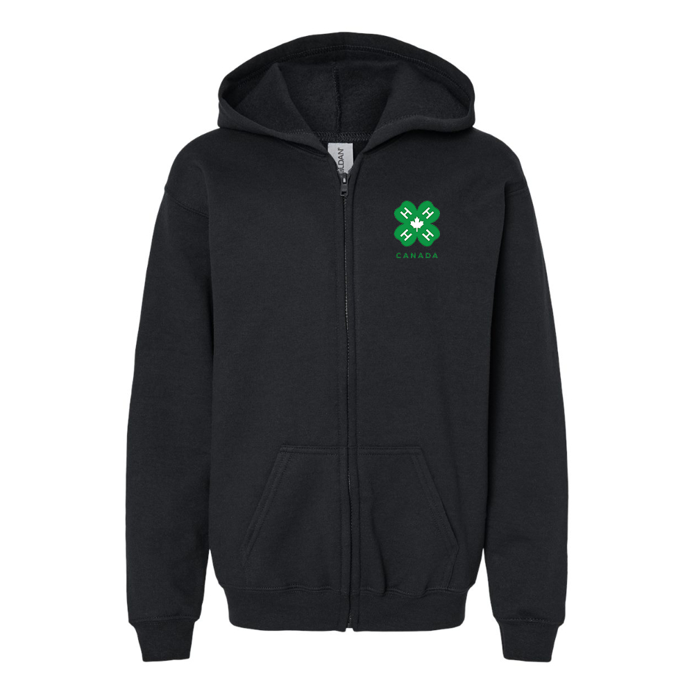Gildan Heavy Blend Youth 4H Canada Logo Full Zip Hooded Sweatshirt