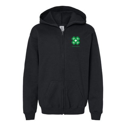 Gildan Heavy Blend Youth 4H Canada Logo Full Zip Hooded Sweatshirt